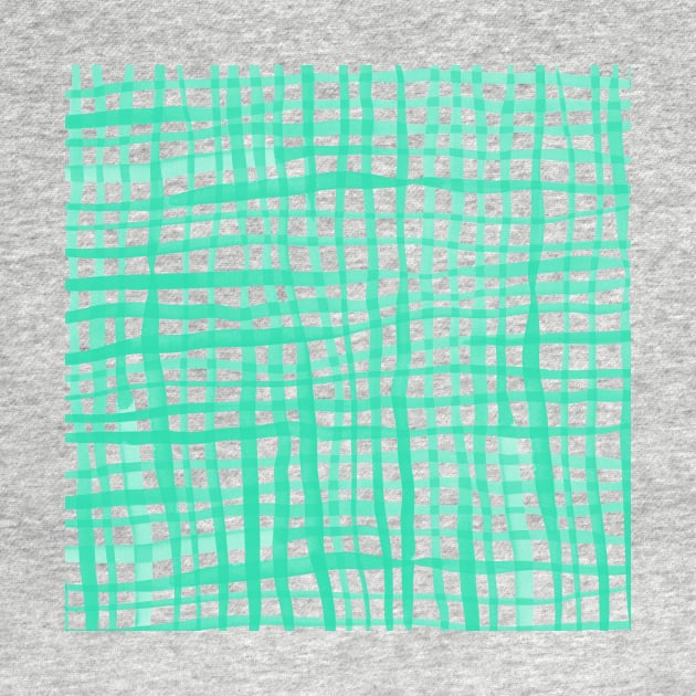 Watercolor doodle gingham - aqua by wackapacka